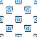 Full Trash Bin Flat Icon Seamless Pattern