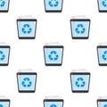 Full Trash Bin Flat Icon Seamless Pattern