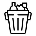Full trash bin icon outline vector. Household garbage
