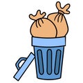 Full trash can, doodle icon image Royalty Free Stock Photo