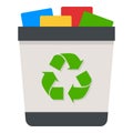 Full Trash Can Flat Icon Isolated on White Royalty Free Stock Photo