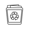 Full Trash Bin Outline Flat Icon on White