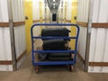 Full trolley luggage in a self storage place Royalty Free Stock Photo