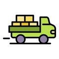 Full truck of parcel icon color outline vector