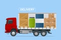 Full truckload, Shipping, Logistic Systems, Cargo Transport. Cargo Truck transportation, delivery, boxes. Delivery and