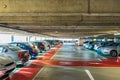 Full urban indoor car park in modern shopping mall