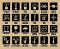 Full vector set of ISO transportation symbols for industrial package handling. Black warning icons of international cargo delivery
