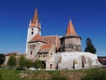 Full view, Cristian fortified church, Transylvania, Romania Royalty Free Stock Photo