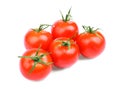 Full view of a hothouse greenhouse-grown tomatoes , on a white background. A lot of an organic, fresh, red tomatoes. Royalty Free Stock Photo