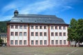 Full view of old historical university building that is now used as meeting or concert hall in city cente