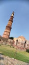 Full view of qutub minar and makbara.