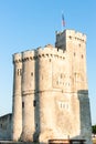 Full view of the Saint Nicolas tower at the entrance of the port of La Rochelle, France