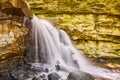 Full view up close of waterfall in canyon