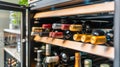 A full view of a wine coolers interior with bottles neatly organized and ready to be served