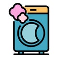 Full waching machine icon color outline vector Royalty Free Stock Photo