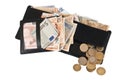 Full wallet with bills and coins Royalty Free Stock Photo