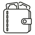 Full wallet of cash icon outline vector. Payment stack