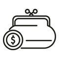 Full wallet of coins icon outline vector. Money home finance