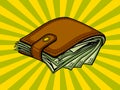 Full wallet with money pop art vector Royalty Free Stock Photo