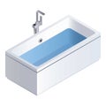 Full water bathtub icon, isometric style