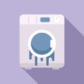 Full water of broken wash machine icon flat vector. Electric worker