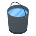 Full water bucket icon, isometric style
