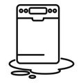 Full water dishwasher icon outline vector. Worker fixing