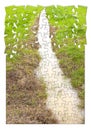 Full water ditch in a field after torrential rain - concept image in puzzle shape