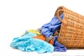 Full wicker laundry basket isolated Royalty Free Stock Photo