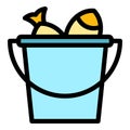 Full winter fish bucket icon vector flat