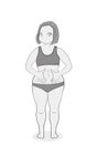 The full woman shows her fullness. slimming concept. vector illustration. Royalty Free Stock Photo