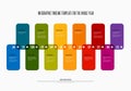 Full year rainbow color time line template made from overlay rounded rectangles