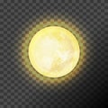 Full yellow moon on the dark transparent background. Vector illustration. EPS 10.