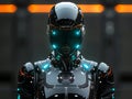 fullbody android encrypting data, digital security, sleek appearance