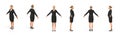 Fullbody business woman renders set from different angles on a white. 3D illustration