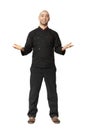 Fullbody portrait of Afro American professional cook isolated.