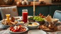 Fullcourse Europe Breakfast On the Table Royalty Free Stock Photo