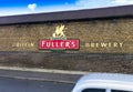 Fuller`s Griffin Brewery sign, where the popular English beer `London Pride` is made in Chiswick, West London