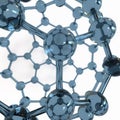 Fullerene with carbon atoms represented on glass