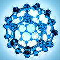 Fullerene composed of carbon atoms colored slightly in blue