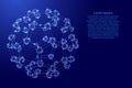 Fullerene, a molecular compound, structure from carbon atoms, from futuristic polygonal blue lines and glowing stars for banner,