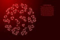 Fullerene, a molecular compound, structure from carbon atoms, from futuristic polygonal red lines and glowing stars for banner,