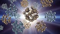 Fullerenes or complex carbon based molecules float against a cosmic Royalty Free Stock Photo
