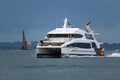 Fullers ferry catamaran sailing in Waitemata Harbour