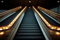 fulllength view of an empty escalator with lights on Royalty Free Stock Photo