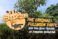 Fullmoon party sign on the beach, Haad Rin, Koh Pangan,