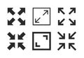 Fullscreen pictogram arrow size icon. Full screen bigger extend video wide web app maximize symbol icon, enlarge.