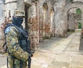 Fully Armed Haitian Masked Soldier Royalty Free Stock Photo