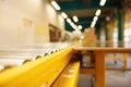 Fully automated logistics warehouse with a conveyor belt. Background is blurred. It is a modern storage Royalty Free Stock Photo