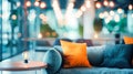 fully blurred background of a lounge area in an office, featuring Royalty Free Stock Photo